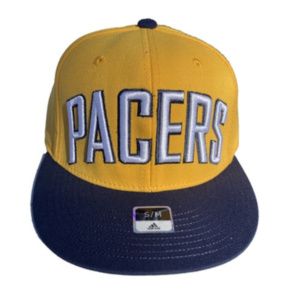 Indiana Pacers Adidas FitMax 70 Yellow Structured Fitted Flat Bill Hat (S/M)